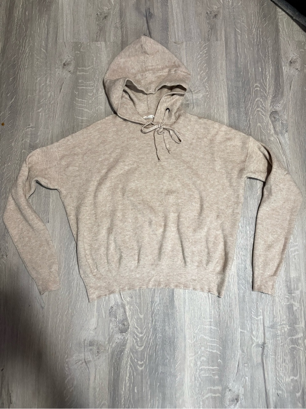 Retrod Cream Knit Drawstring Hoodie size small